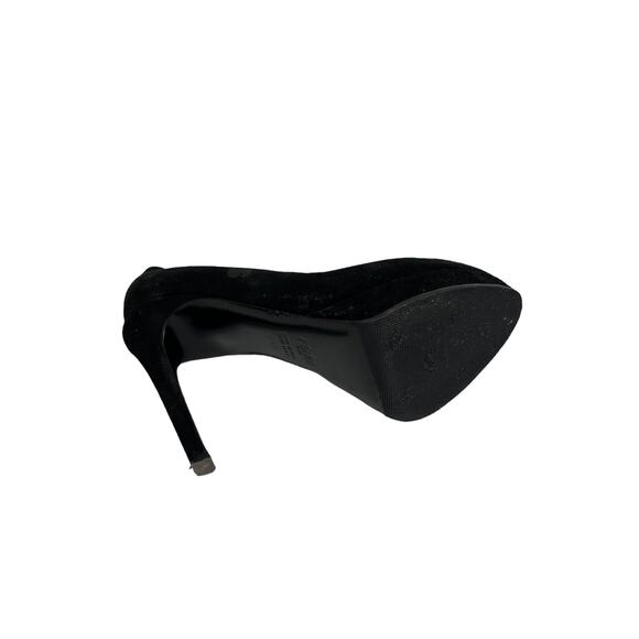 FENDI Black Suede 'Sophie Decollete' Logo Pumps Platform Heels Size 35.5 US 5.5 - Picture 7 of 9